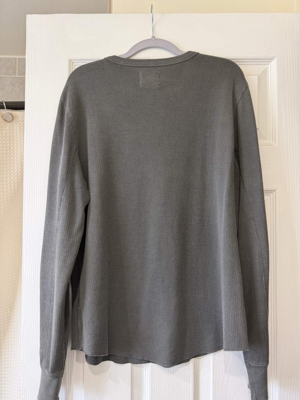 Buck Mason Gray Long Sleeve Waffle Thermal Crew in medium - Picture 3 of 3